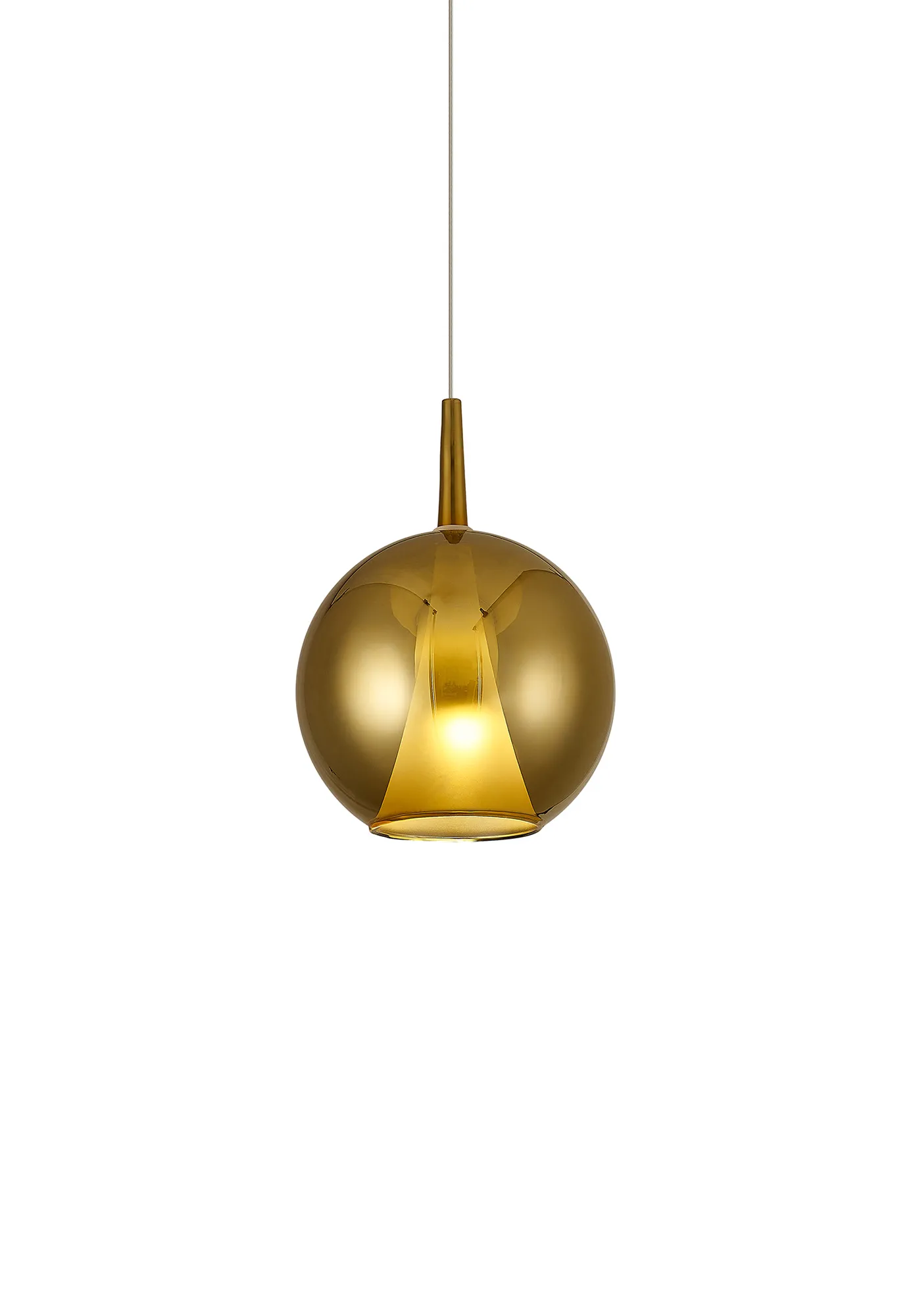 M8243  Elsa Assembly Pendant (WITHOUT PLATE) With Round Shade 1 Light Gold Glass